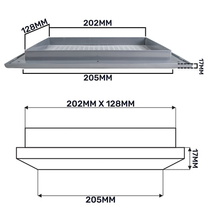 Graphite Duo Smart Louvre Vent 140mm x 210mm with Insect Mesh