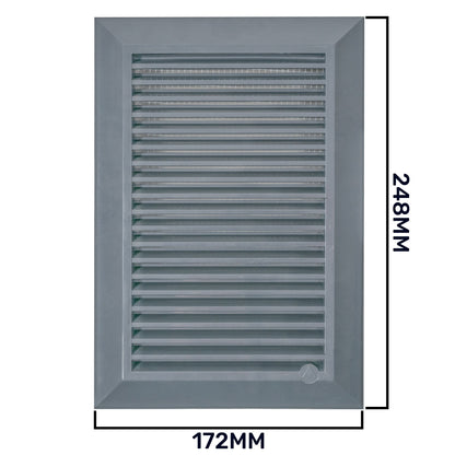 Graphite Duo Smart Louvre Vent 140mm x 210mm with Insect Mesh