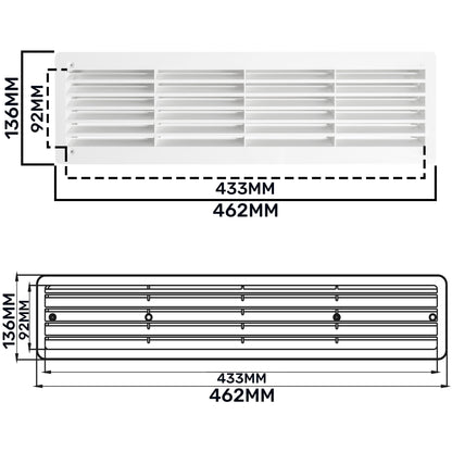 KD Series Louvre Vent for Door, 90mm-445mm