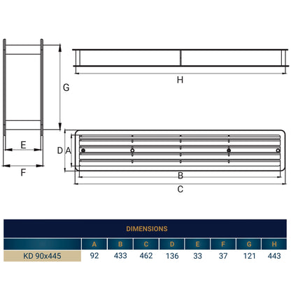 KD Series Louvre Vent for Door, 90mm-445mm