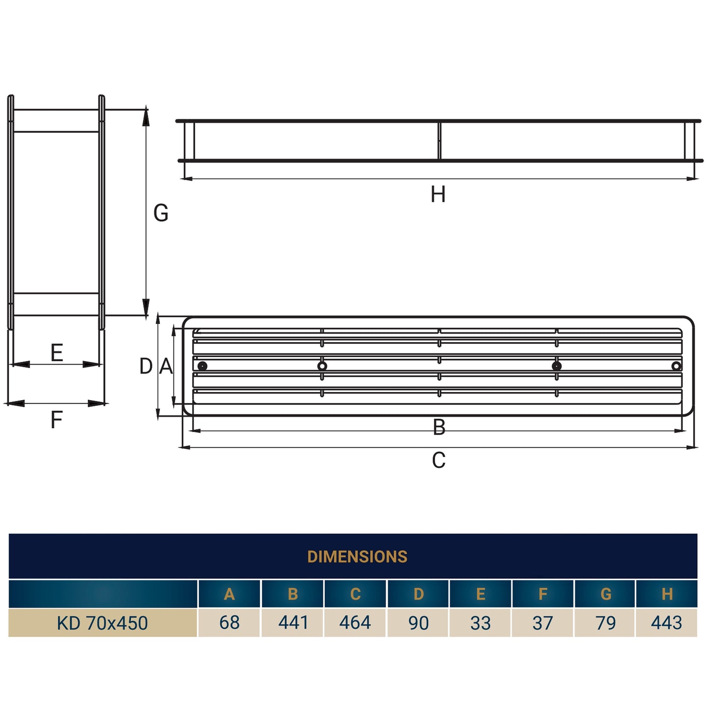 KD Series Louvre Vent for Door, 70mm-450mm