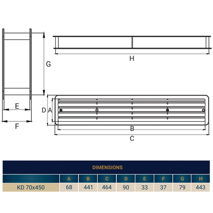 KD Series Louvre Vent for Door, 70mm-450mm