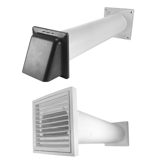 Wall Duct Ventilation Set with VC-KR0153 Louvre Grille and Graphite External Cover