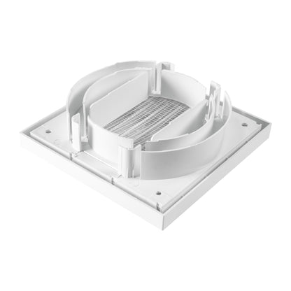 Wall Duct Ventilation Set with VC-KR0153 Louvre Grille and White External Cover