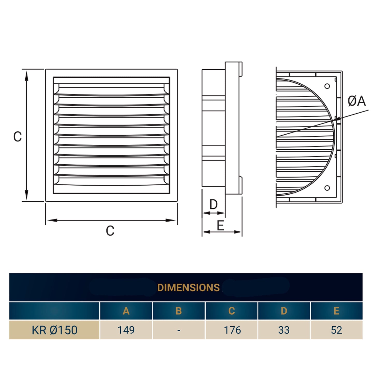 KR150 Model Louvre Vent