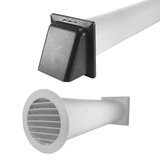 Round Wall Ventilation Set with VC-KRO0184 Internal Grille and Graphite External Cover