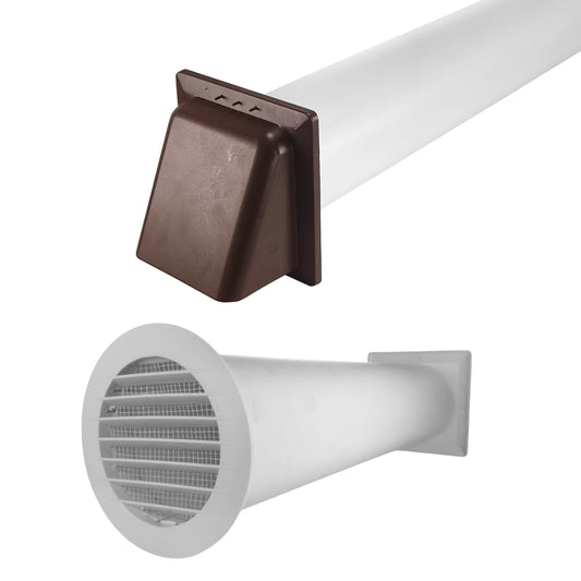 Round Wall Ventilation Set with VC-KRO0184 Internal Grille and Brown External Cover