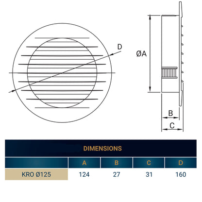 KRO 125 Model Louvre Vent with Insect Mesh