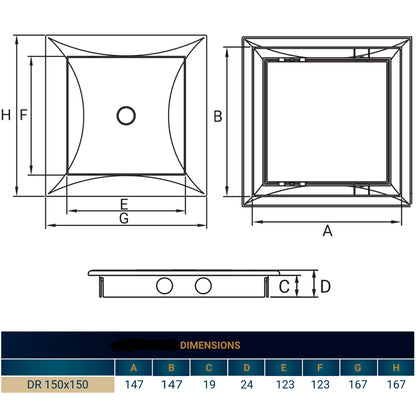 White PP Access Door Panel 150mm x 150mm