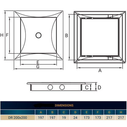 White PP Access Door Panel 200mm x 200mm