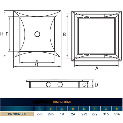 White PP Access Door Panel 300mm x 300mm