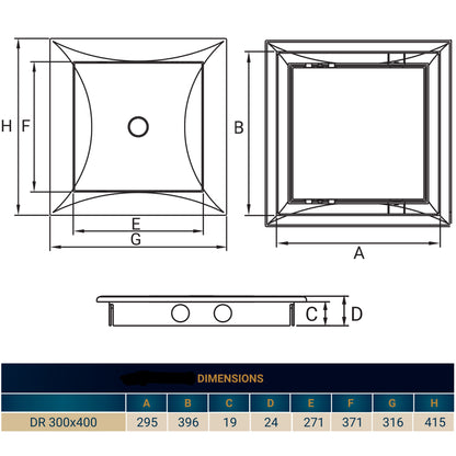 White PP Access Door Panel 300mm x 400mm
