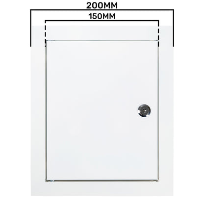 White Metal Access Door Panel with Lock 150mm x 200mm