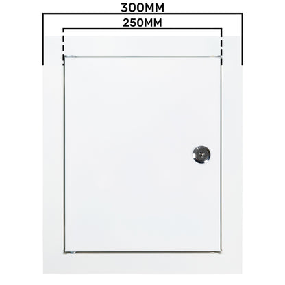 White Metal Access Door Panel with Lock 250mm x 300mm