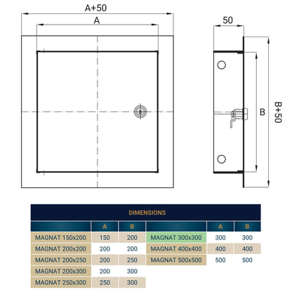 White Metal Access Door Panel with Lock 300mm x 300mm