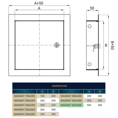 White Metal Access Door Panel with Lock 500mm x 500mm