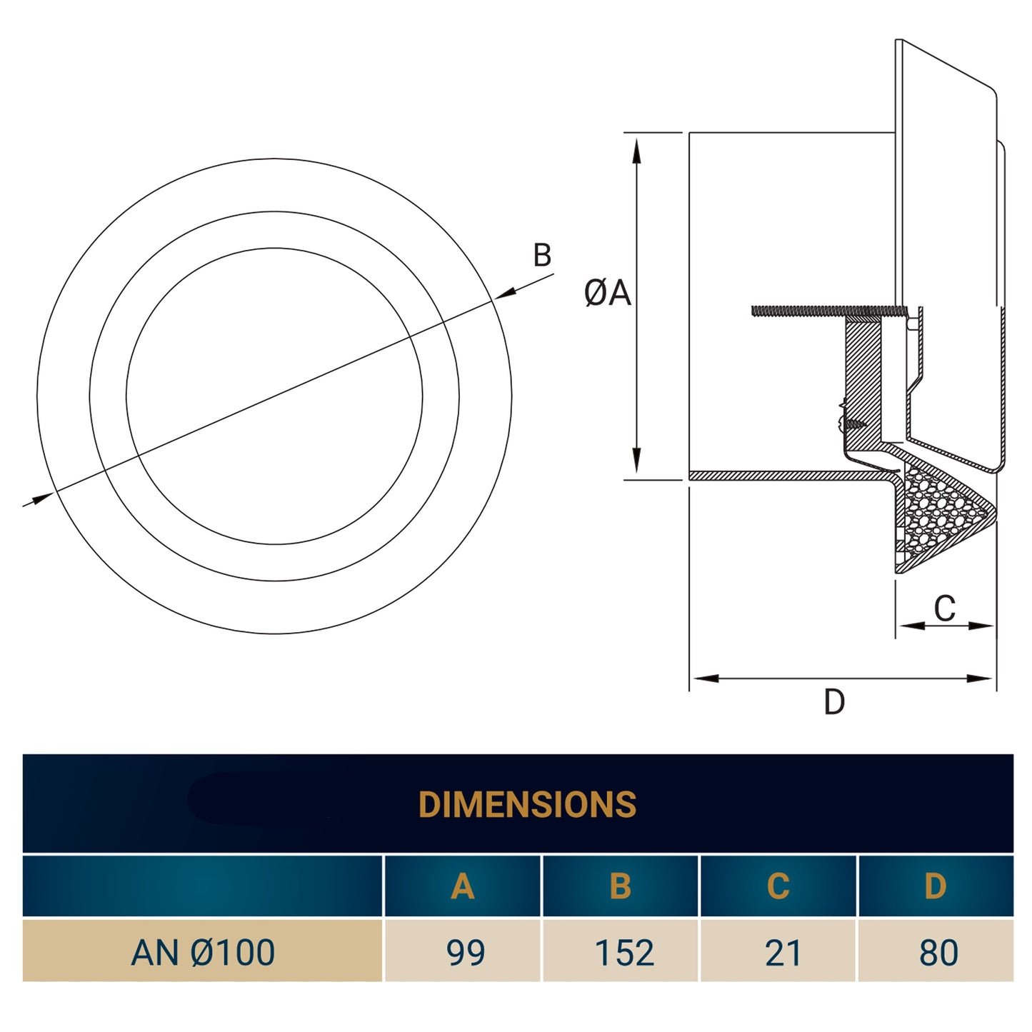100mm ABS White Ceiling Extractor Valve