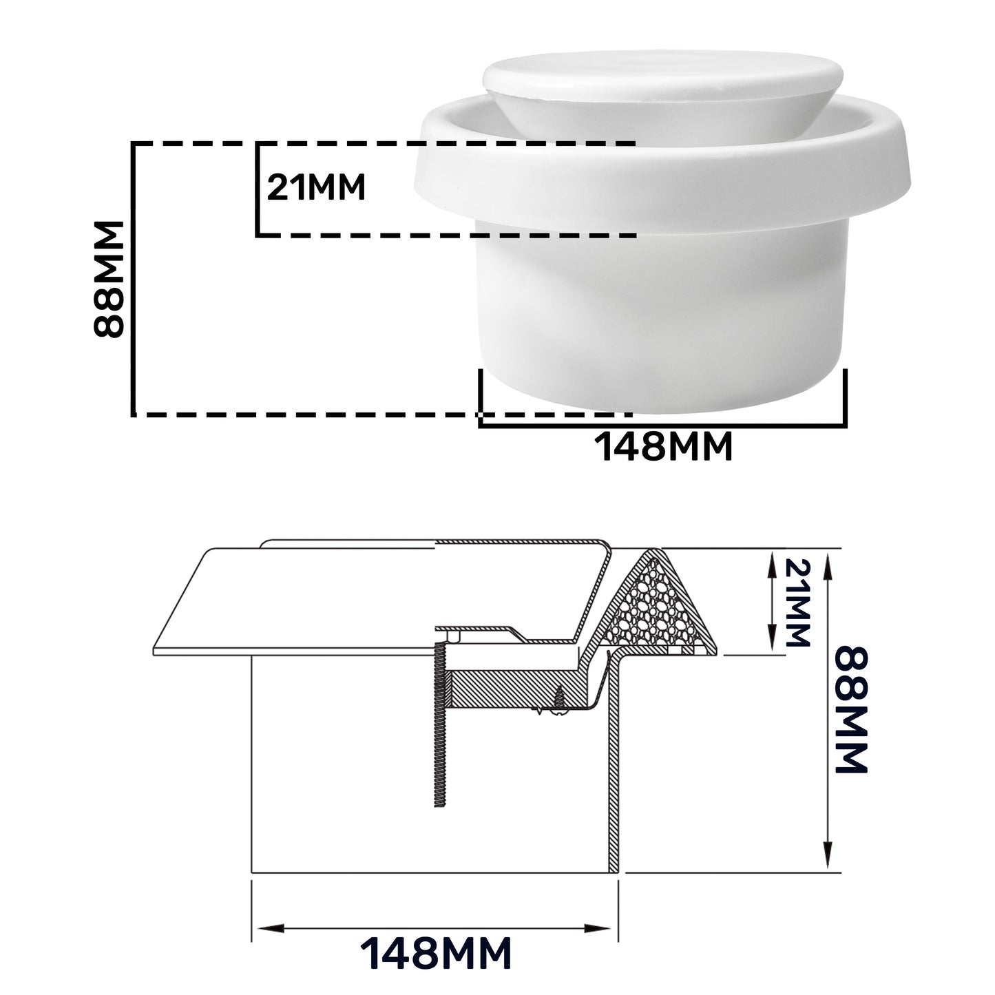 150mm ABS White Ceiling Extractor Valve
