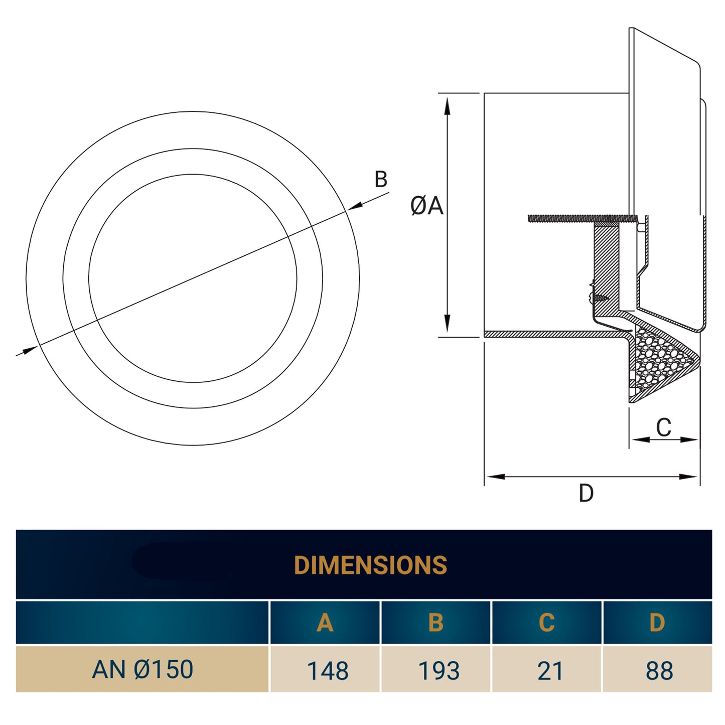 150mm ABS White Ceiling Extractor Valve