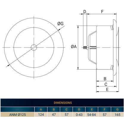 Anemostat SV White Metal Ceiling Extract Valve 125mm