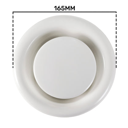 Anemostat EV White Metal Ceiling Extract Valve 125mm