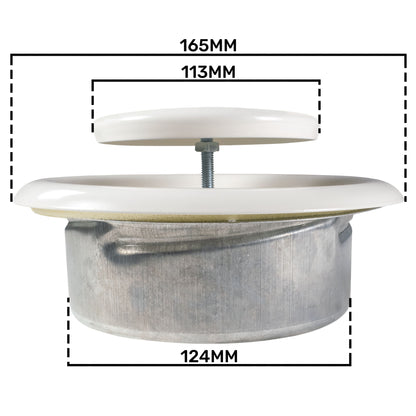 Anemostat EV White Metal Ceiling Extract Valve 125mm