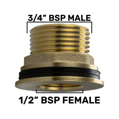 ¾” BSP Male to ½” BSP Female Brass Water Butt Fitting