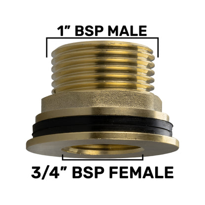 1” BSP Male to ¾” BSP Female Brass Water Butt Fitting