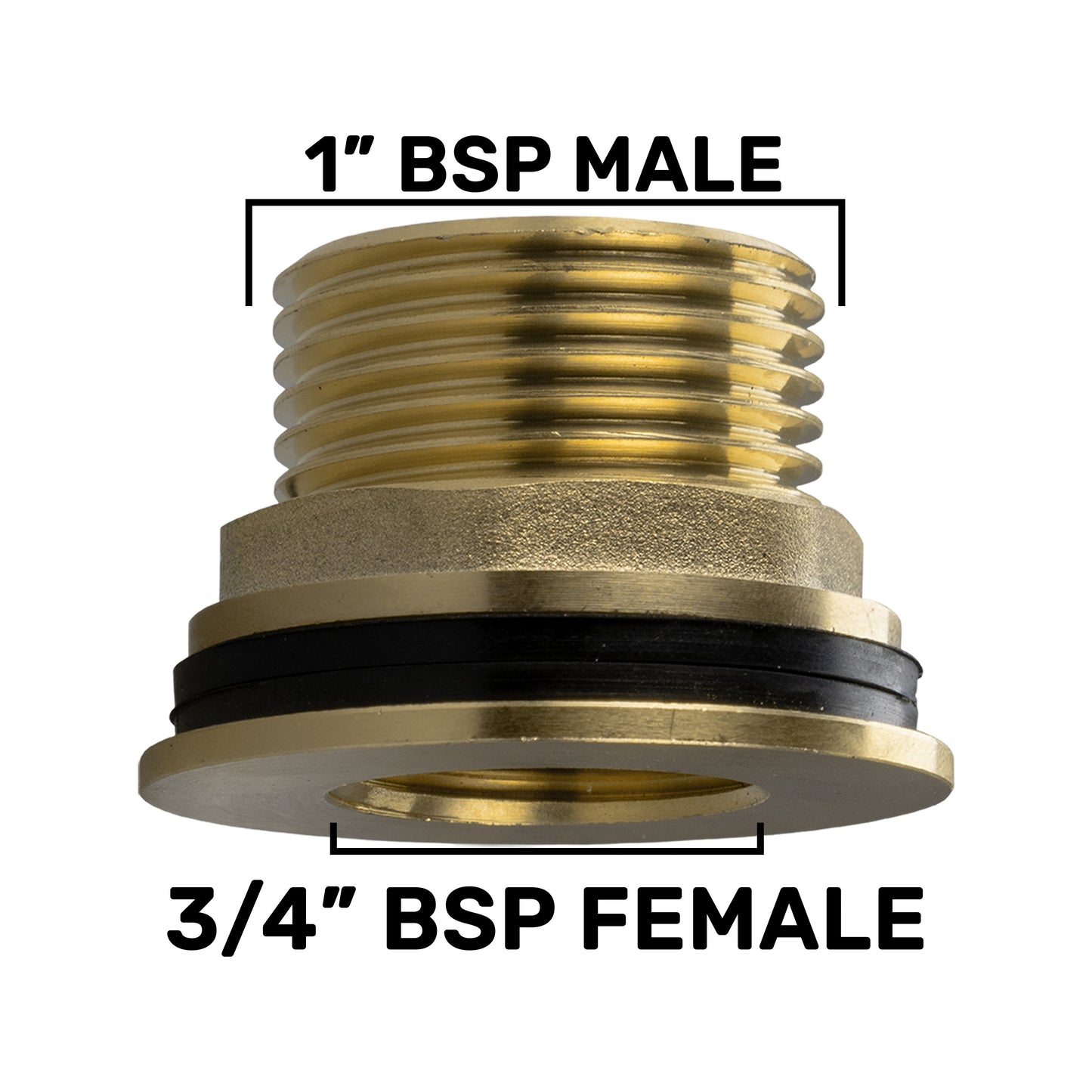 Brass Water Butt Connector 1" BSP Male to ¾" BSP Female with Drill Bit
