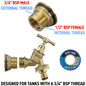 Brass Garden Tap Water Butt Replacement Bib Tap Lever Hose Barb Quick Fit