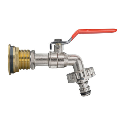 3/4" Brass Water Butt Set with Lever Tap and Snap-On Hose Connector + Drill Bit