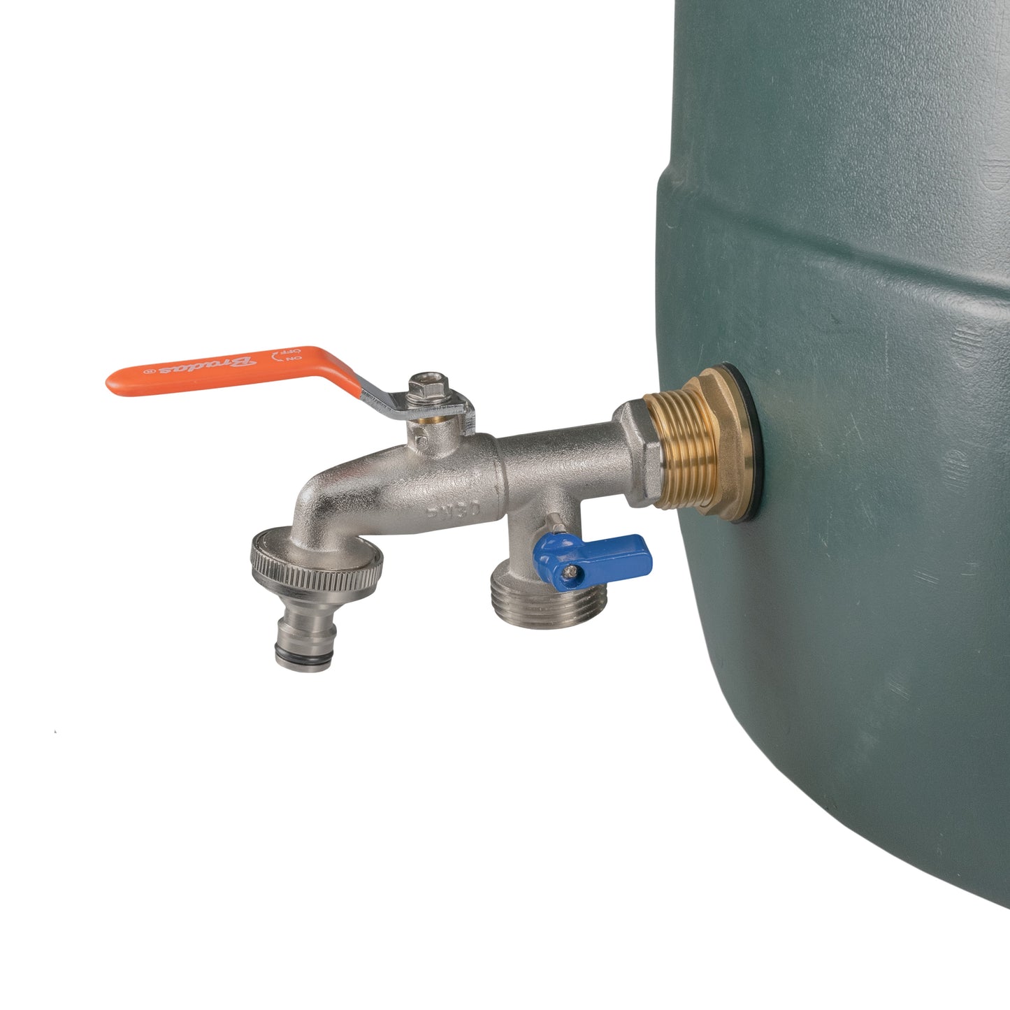 3/4" Brass Water Butt Set with Twin Outlet Tap and Drill Bit