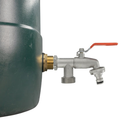 3/4" Brass Water Butt Set with Twin Outlet Tap and Drill Bit