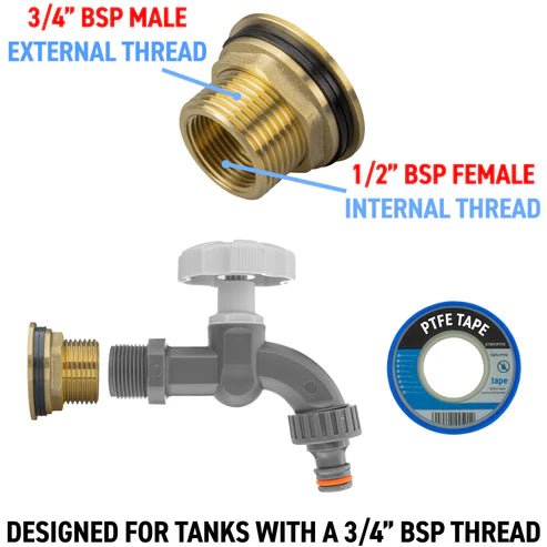 Brass Garden Tap Water Butt Replacement Bib Tap Lever Hose Barb Quick Fit
