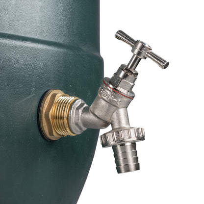 3/4" Brass Water Butt Set with Nickel-Plated Barbed Hose Tap & Drill Bit