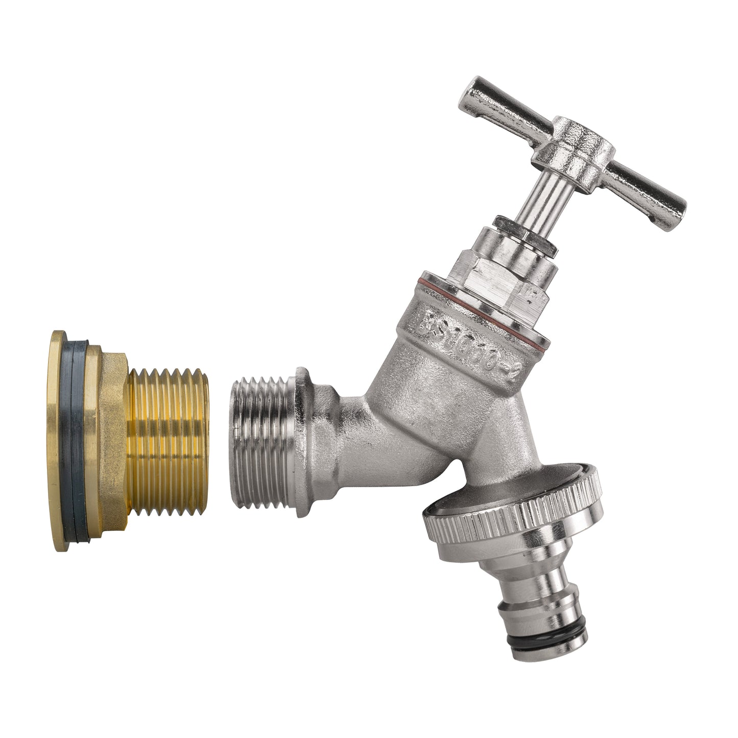 3/4" Brass Water Butt Set with Nickel-Plated Quick-Connect Tap & Drill Bit
