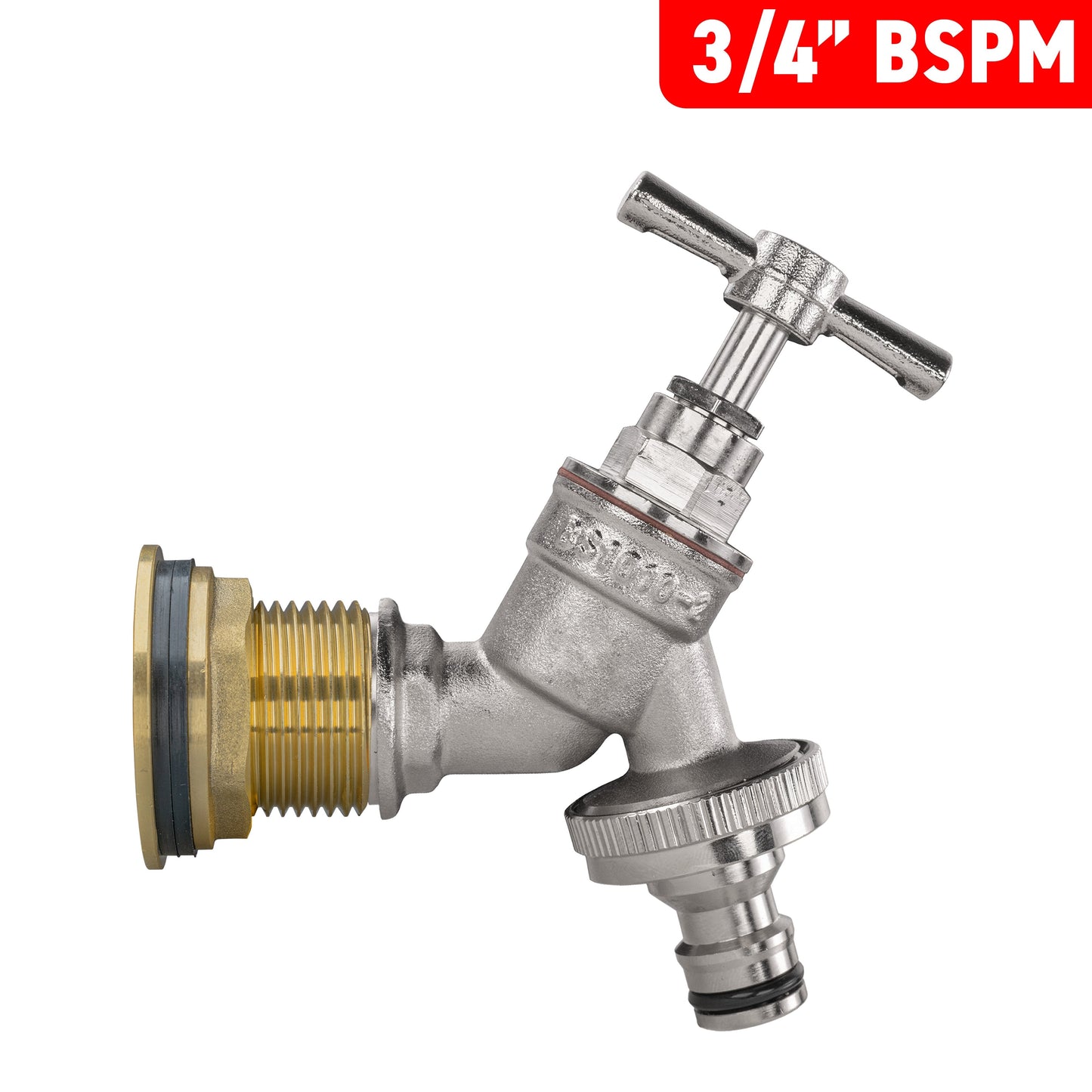 3/4" Brass Water Butt Set with Nickel-Plated Quick-Connect Tap & Drill Bit