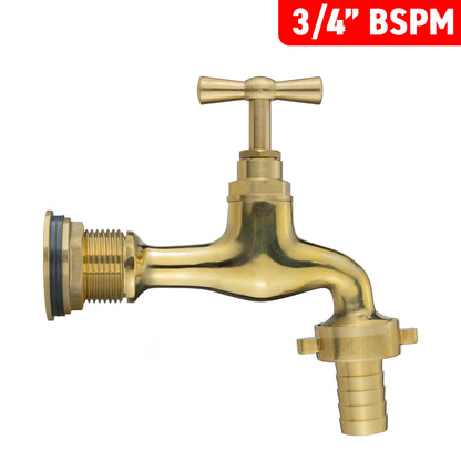 3/4’’ Brass Water Butt Set with 13mm Hose Tail Polished Brass Tap & Drill Bit