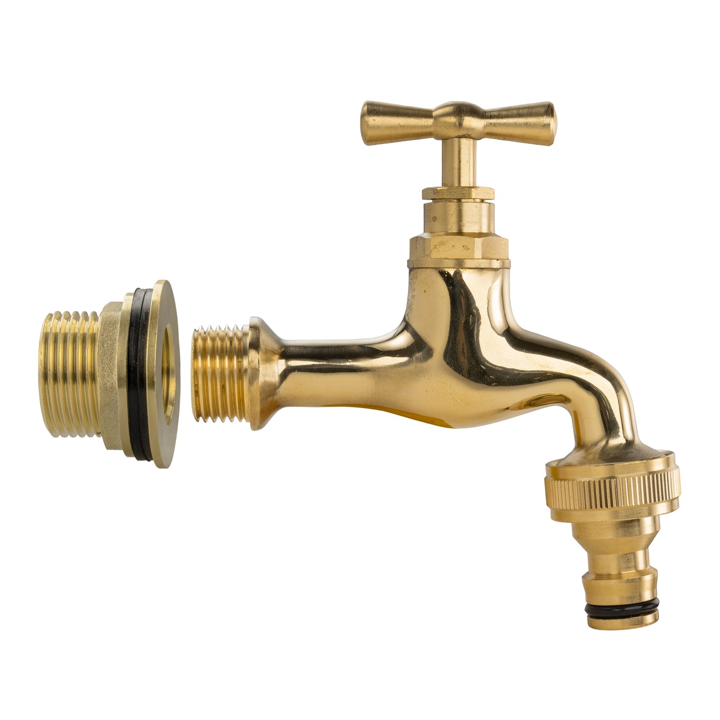 3/4" Brass Water Butt Set with Polished Brass Quick Connect Tap & Drill Bit