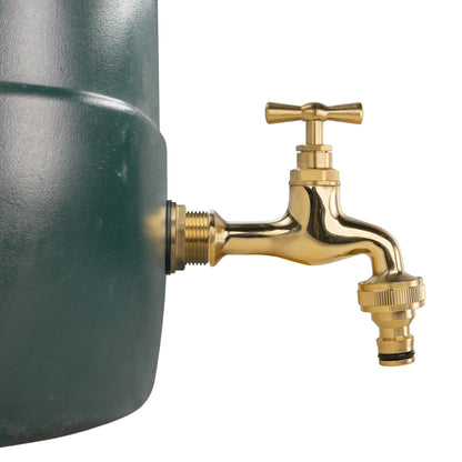 3/4" Brass Water Butt Set with Polished Brass Quick Connect Tap & Drill Bit