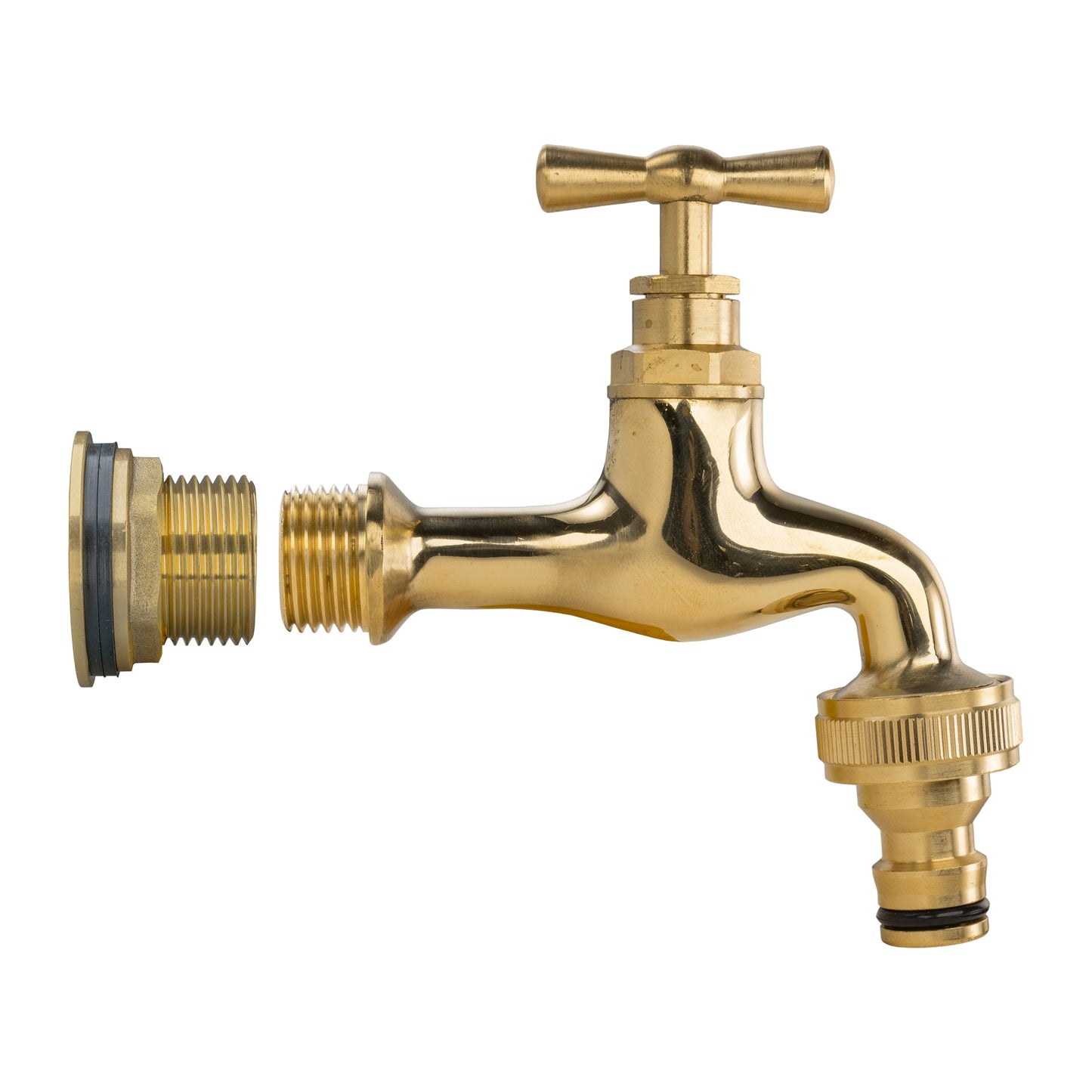 3/4" Brass Water Butt Set with Polished Brass Quick Connect Tap & Drill Bit