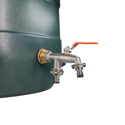3/4" Brass Water Butt Set with Dual Quick Connect Tap & Drill Bit