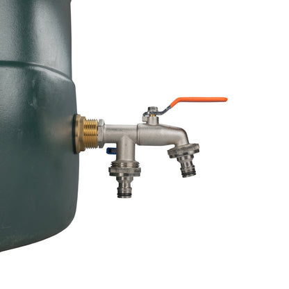 3/4" Brass Water Butt Set with Dual Quick Connect Tap & Drill Bit
