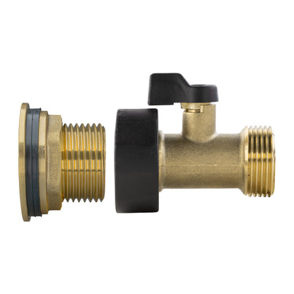 3/4" Water Butt Brass Fitting Set with Brass Valve & Drill Bit