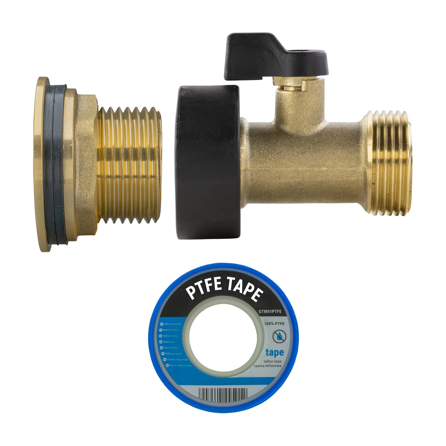 3/4" Water Butt Brass Fitting Set with Brass Valve & Drill Bit