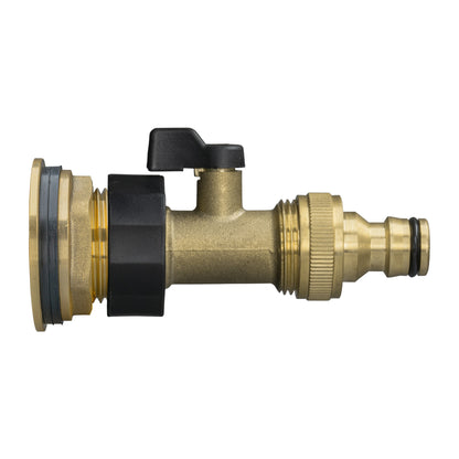 3/4" Brass Water Butt Set with Shut-Off Valve, Quick-Connect Fitting and Drill Bit
