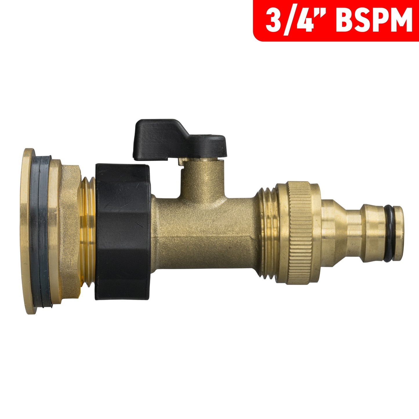 3/4" Brass Water Butt Set with Shut-Off Valve, Quick-Connect Fitting and Drill Bit