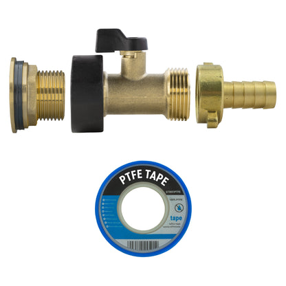 3/4’’ Brass Water Butt Set with In-Line Valve, 13mm Hose Tail and Drill Bit