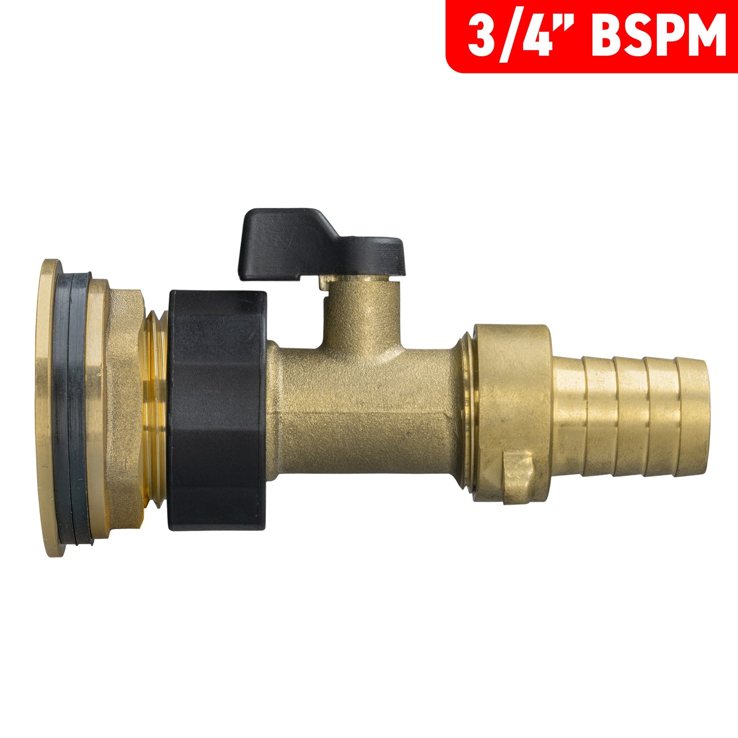 3/4’’ Brass Water Butt Set with In-Line Valve, 19mm Hose Tail and Drill Bit
