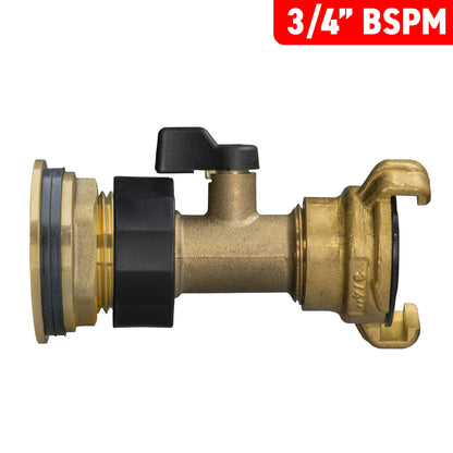3/4’’ Brass Water Butt Set with Shut-Off Valve, Geka Connector & Drill Bit